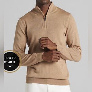 Men’s Jos. A. Bank 100% Merino Wool Traveler Quarter Zip Pullover Sweater